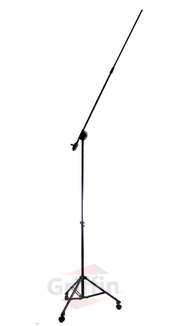 GRIFFIN Professional Studio Microphone Boom Stand with Casters - Extended Height Recording Mic Holder Tripod on Wheels - Tall Telescoping Arm Mount GeekStands.com