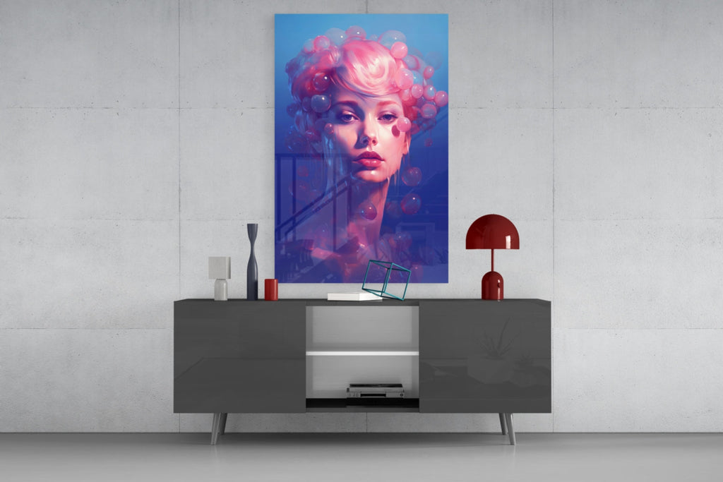 Pink Bubbles Glass Wall Art || Designer Collection Insigneart USA