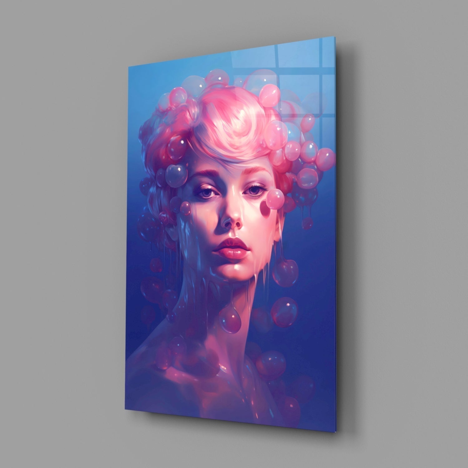 Pink Bubbles Glass Wall Art || Designer Collection Insigneart USA