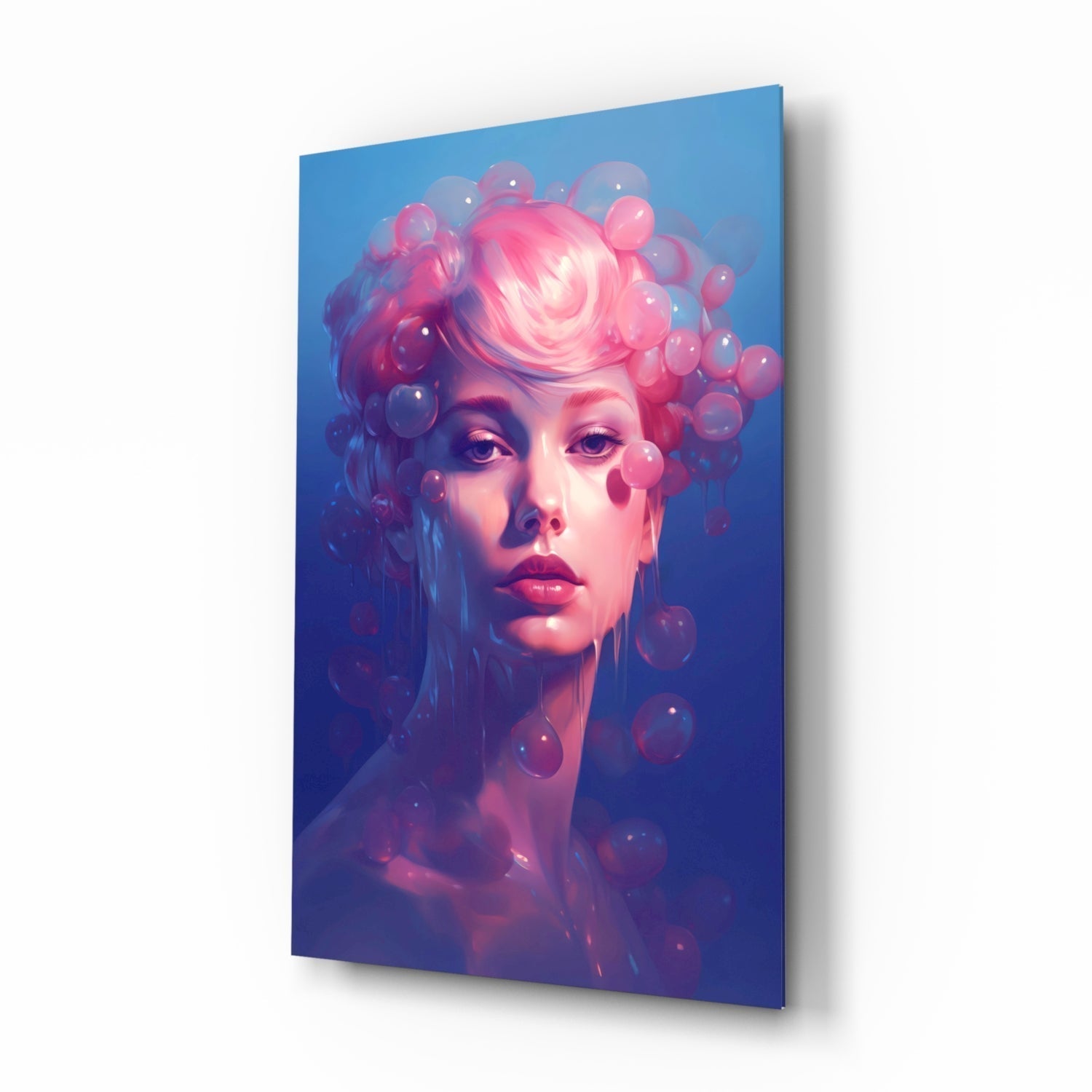 Pink Bubbles Glass Wall Art || Designer Collection Insigneart USA