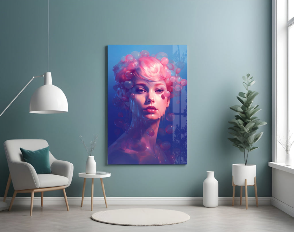 Pink Bubbles Glass Wall Art || Designer Collection Insigneart USA