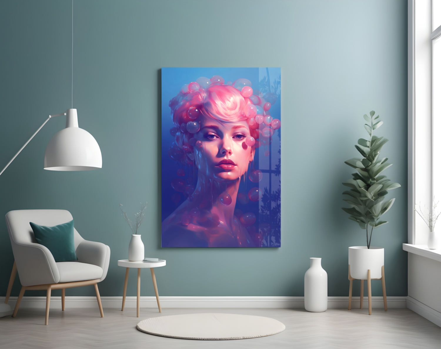 Pink Bubbles Glass Wall Art || Designer Collection Insigneart USA