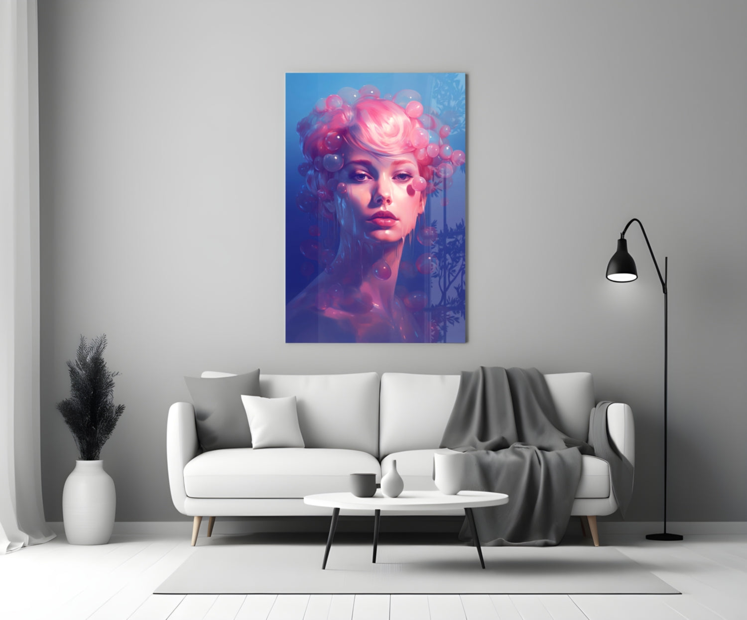 Pink Bubbles Glass Wall Art || Designer Collection Insigneart USA
