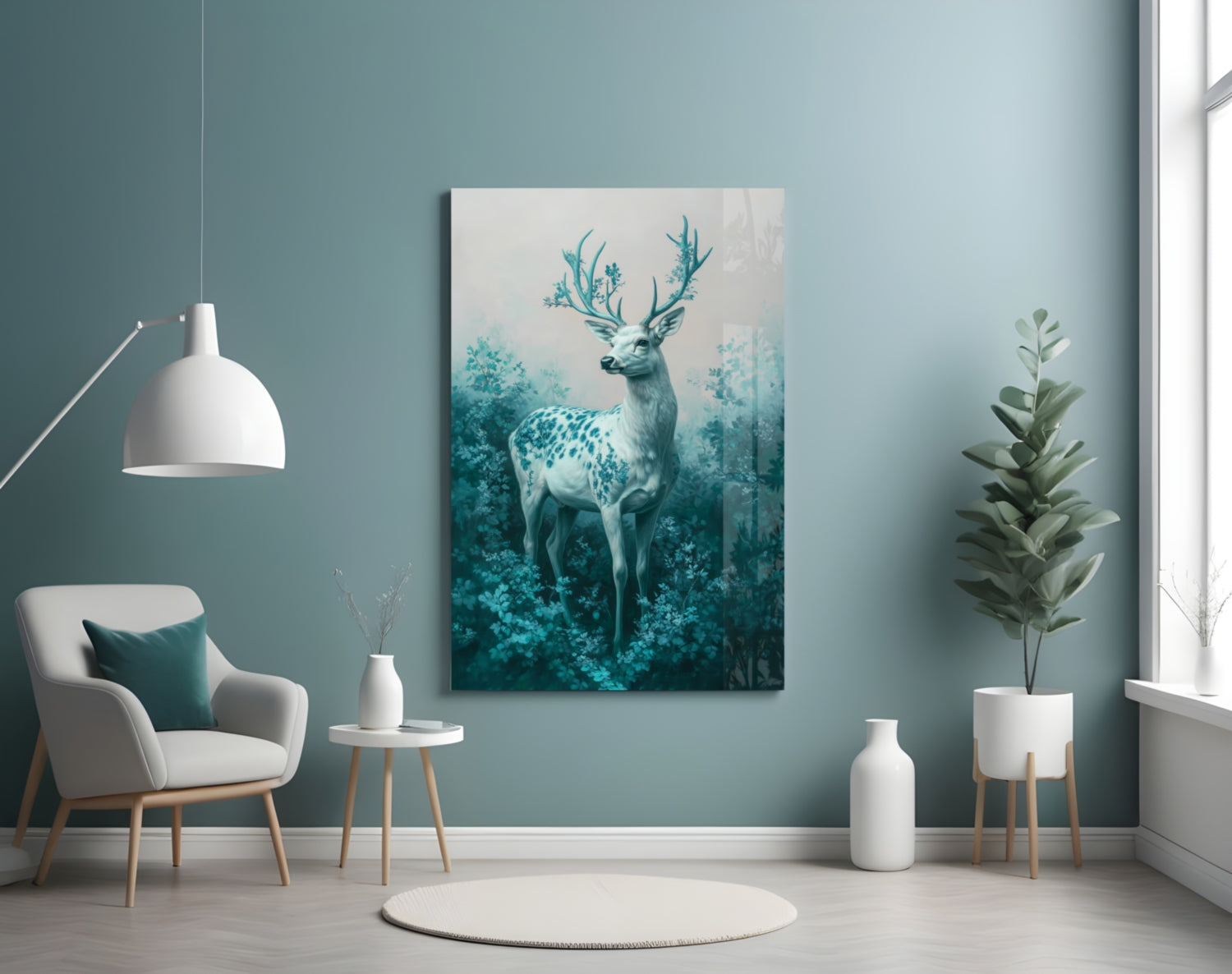 Mint Deer Glass Wall Art || Designer Collection Insigneart USA