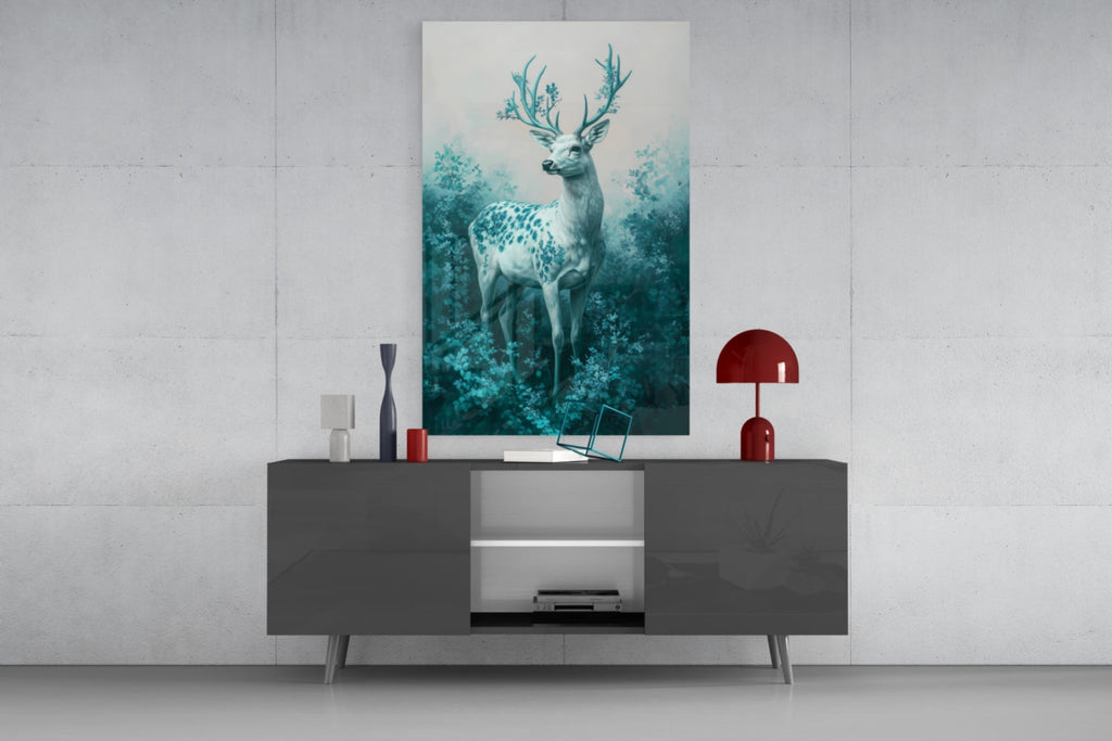 Mint Deer Glass Wall Art || Designer Collection Insigneart USA