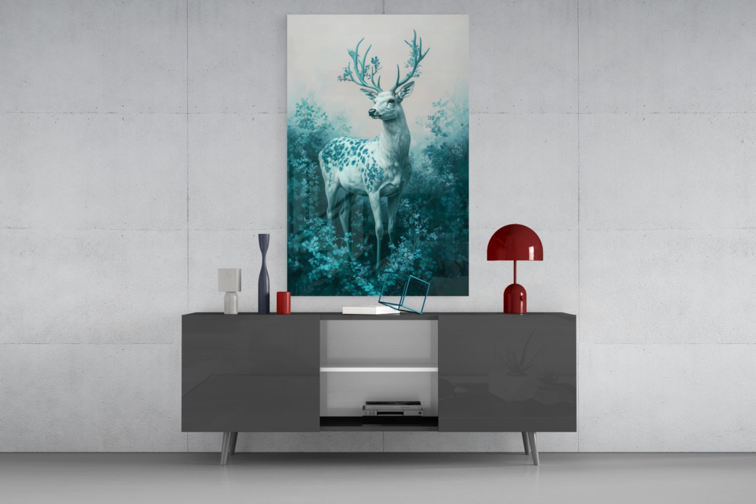 Mint Deer Glass Wall Art || Designer Collection Insigneart USA