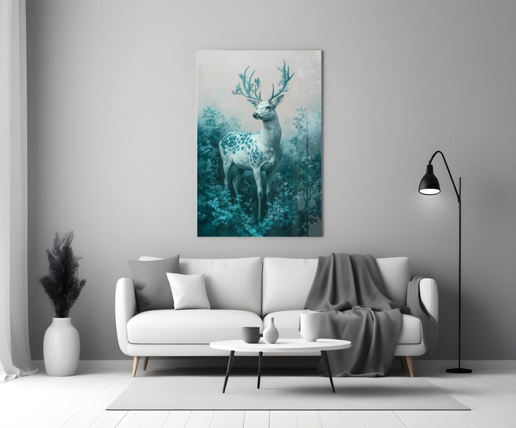 Mint Deer Glass Wall Art || Designer Collection Insigneart USA