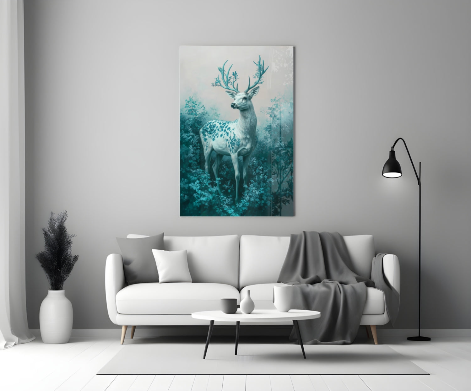 Mint Deer Glass Wall Art || Designer Collection Insigneart USA