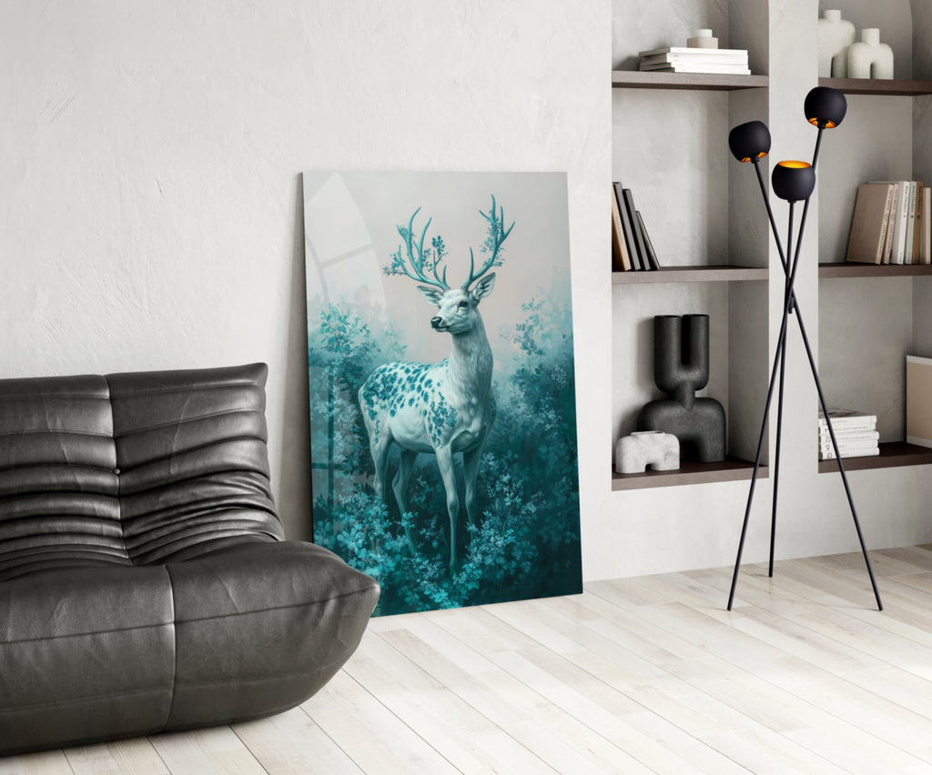 Mint Deer Glass Wall Art || Designer Collection Insigneart USA