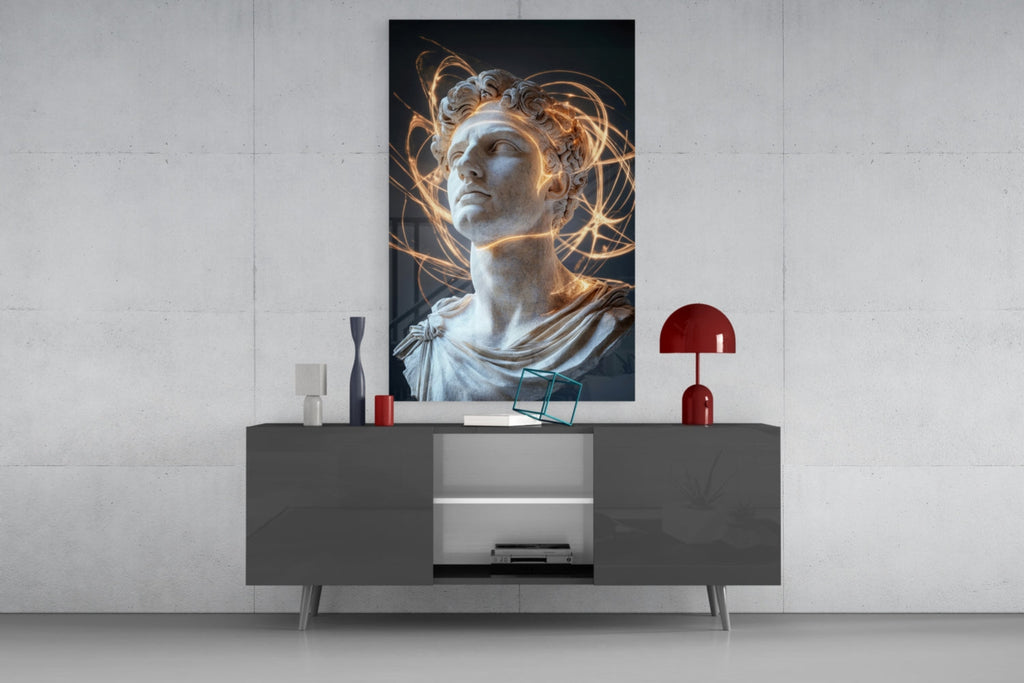 The Shining Mind of Aurelius Glass Wall Art || Designer Collection Insigneart USA