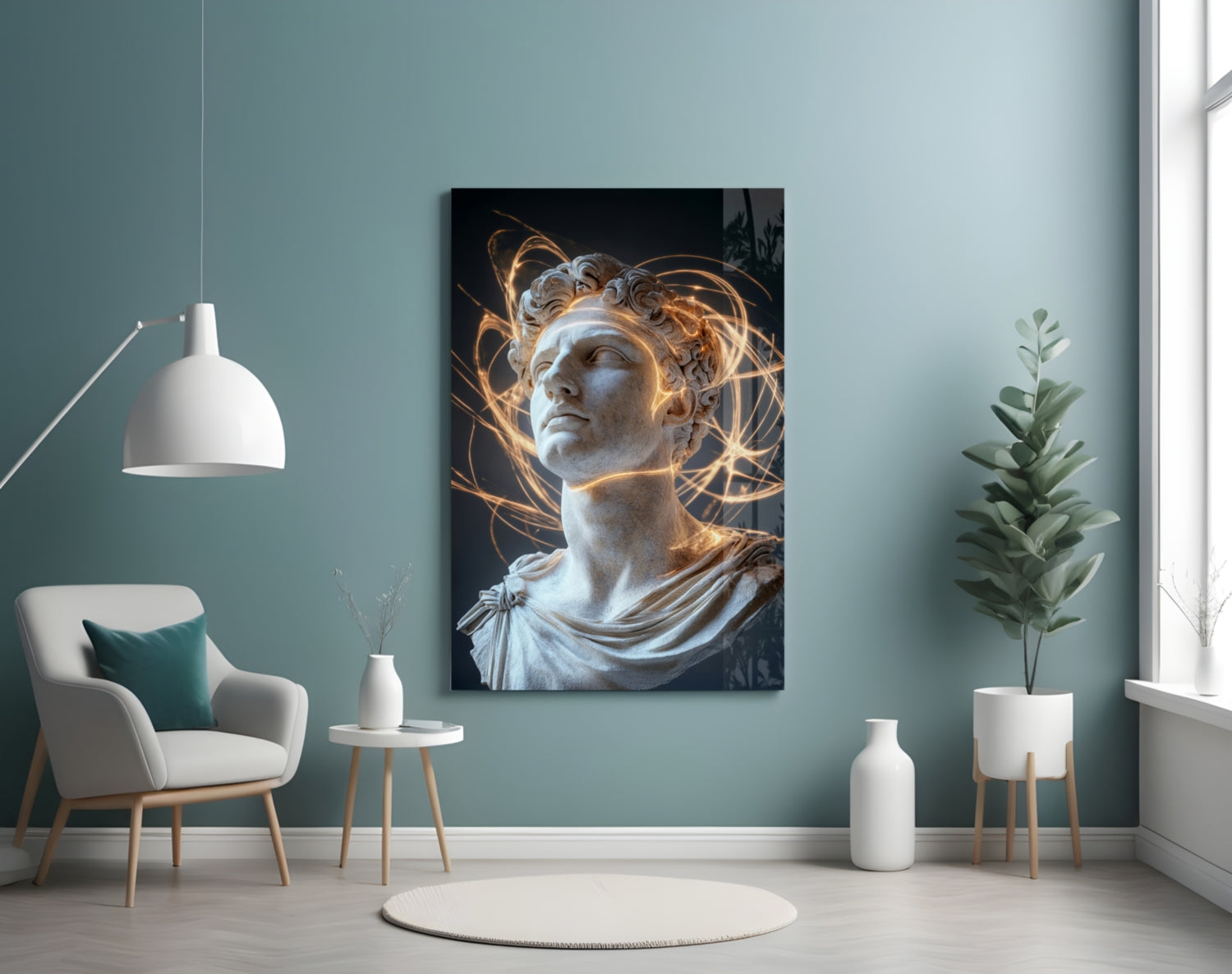 The Shining Mind of Aurelius Glass Wall Art || Designer Collection Insigneart USA