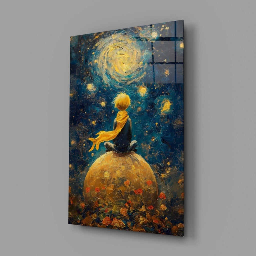 The Little Prince: Starry Night Glass Wall Art || Designer Collection Insigneart USA