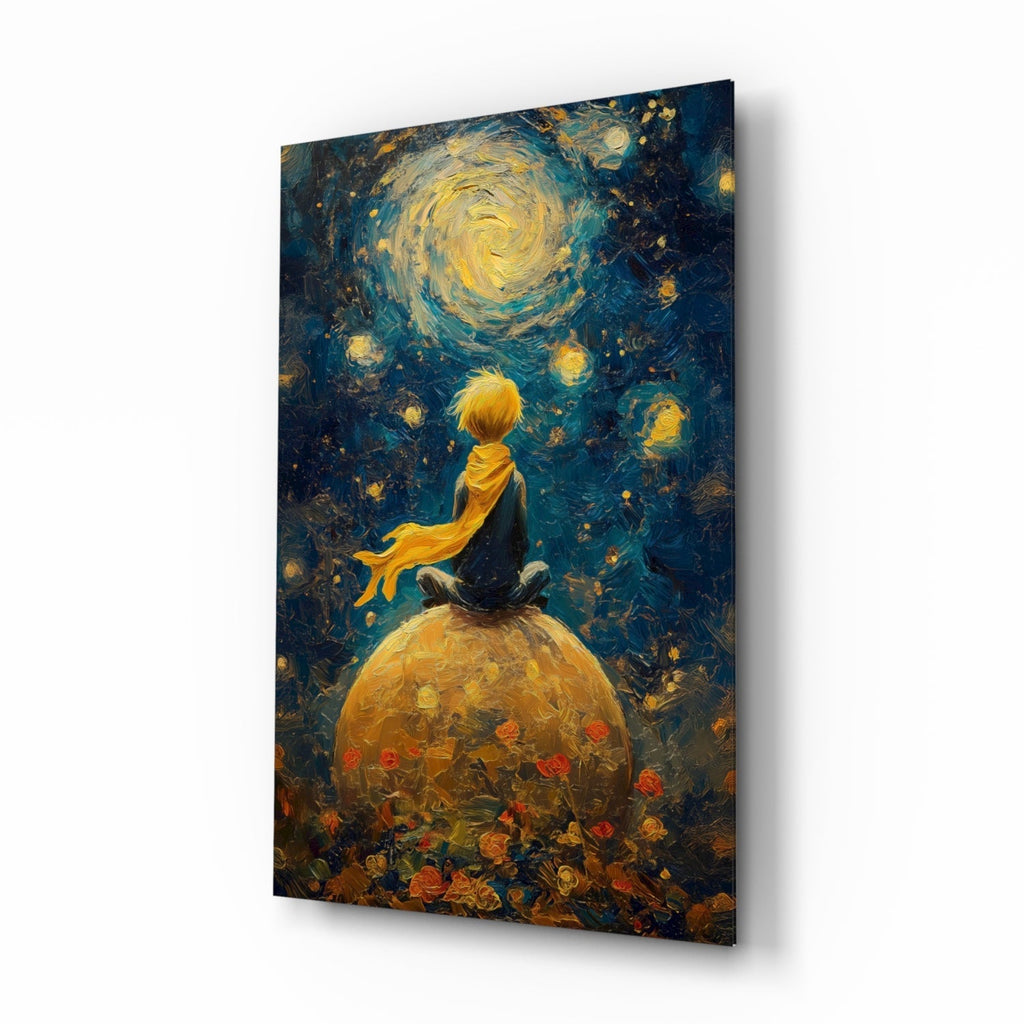 The Little Prince: Starry Night Glass Wall Art || Designer Collection Insigneart USA