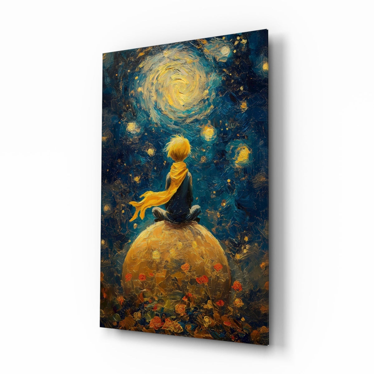 The Little Prince: Starry Night Glass Wall Art || Designer Collection Insigneart USA