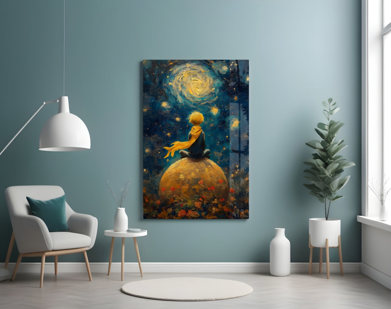 The Little Prince: Starry Night Glass Wall Art || Designer Collection Insigneart USA