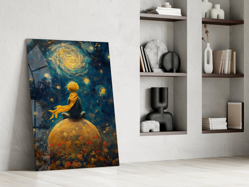 The Little Prince: Starry Night Glass Wall Art || Designer Collection Insigneart USA