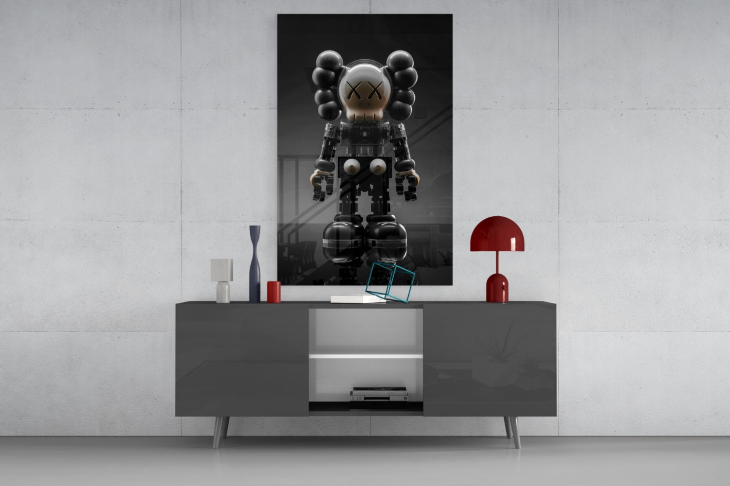 Kaws Statue Glass Wall Art || Designer Collection Insigneart USA