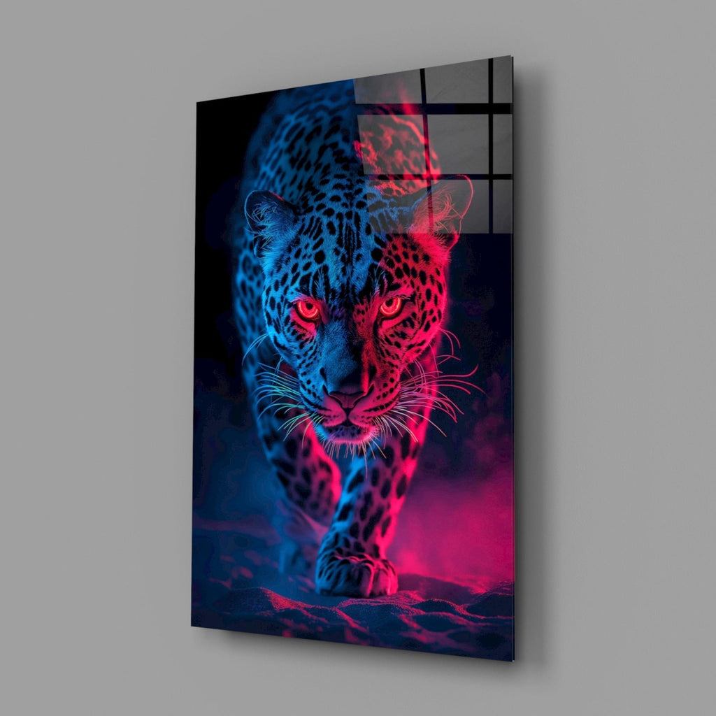 Neon Leopard Glass Wall Art || Designer Collection Insigneart USA
