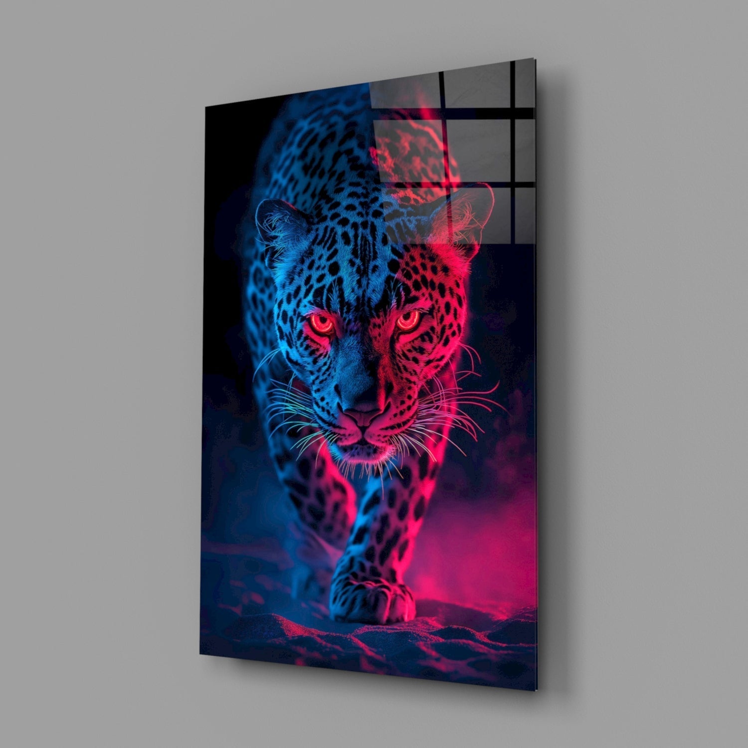 Neon Leopard Glass Wall Art || Designer Collection Insigneart USA