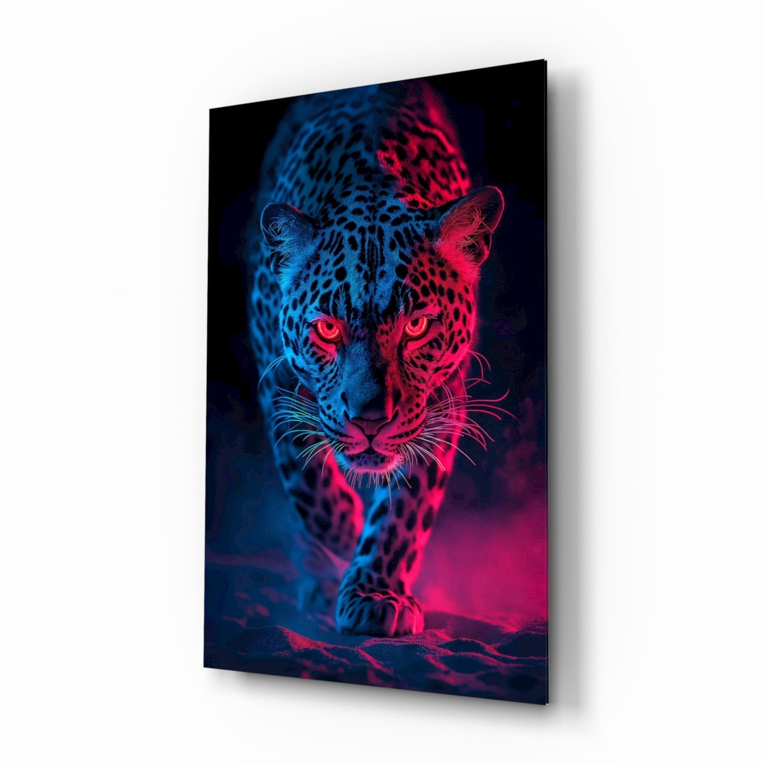 Neon Leopard Glass Wall Art || Designer Collection Insigneart USA