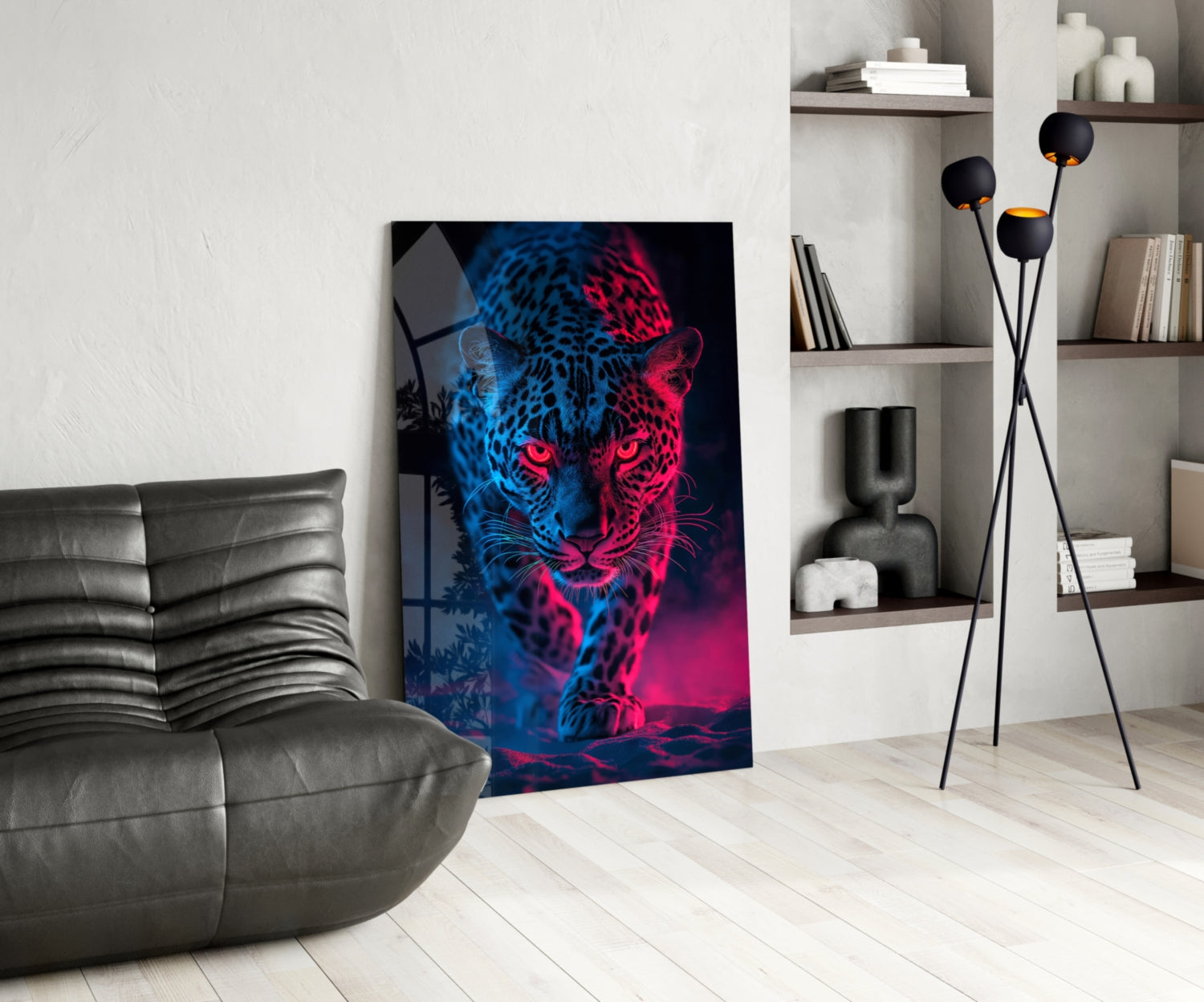 Neon Leopard Glass Wall Art || Designer Collection Insigneart USA