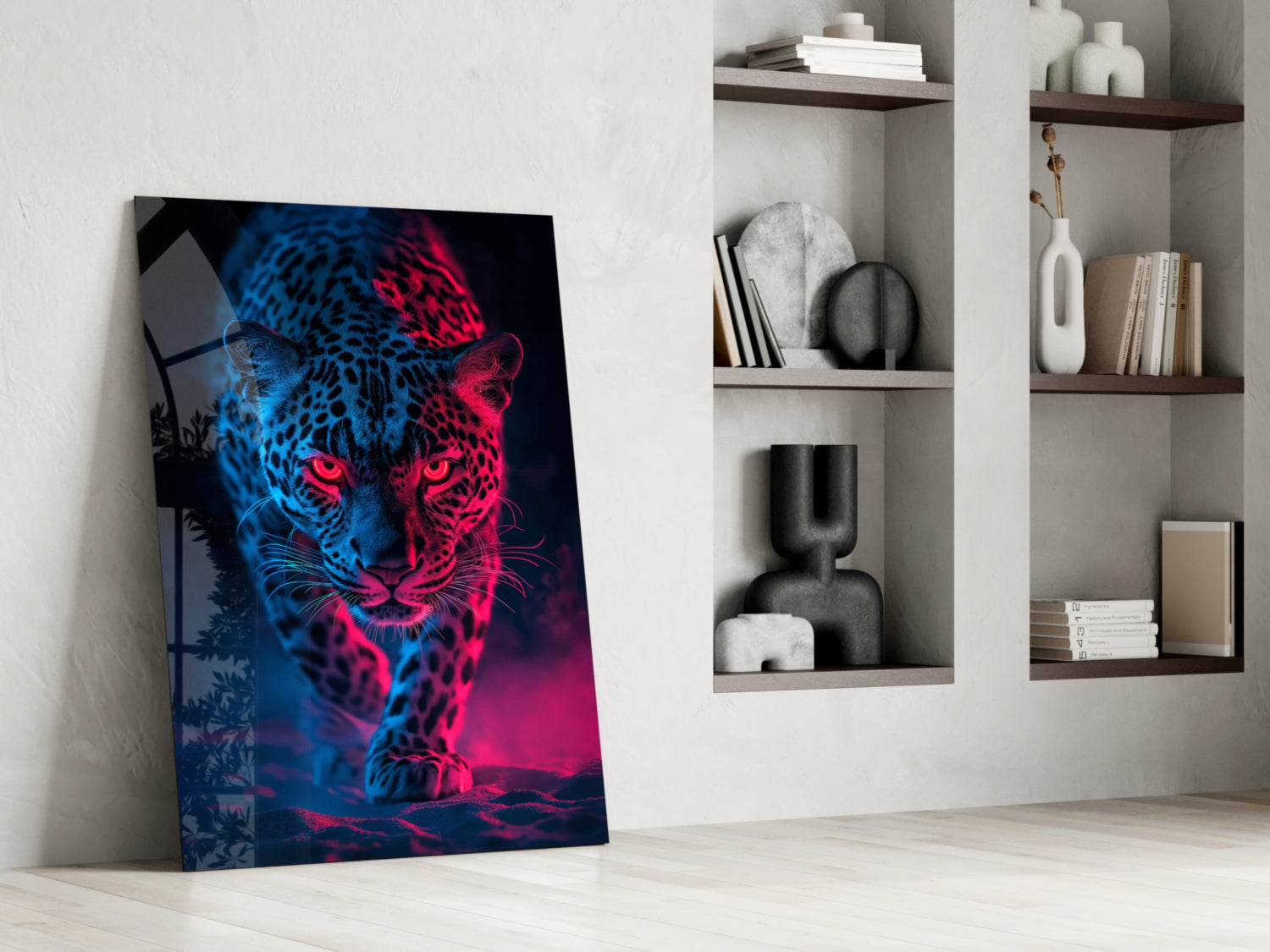 Neon Leopard Glass Wall Art || Designer Collection Insigneart USA