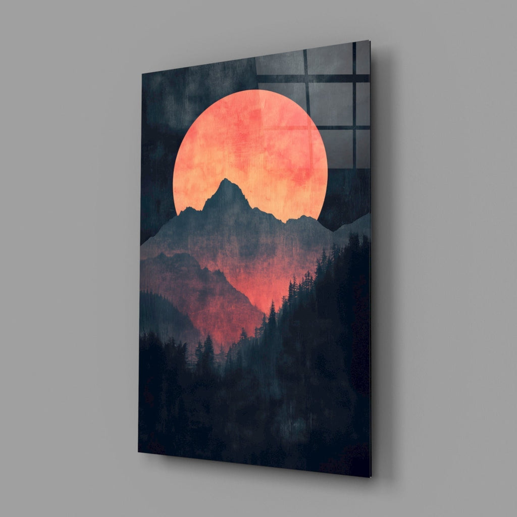 Red Moon Rising Glass Wall Art || Designer Collection Insigneart USA