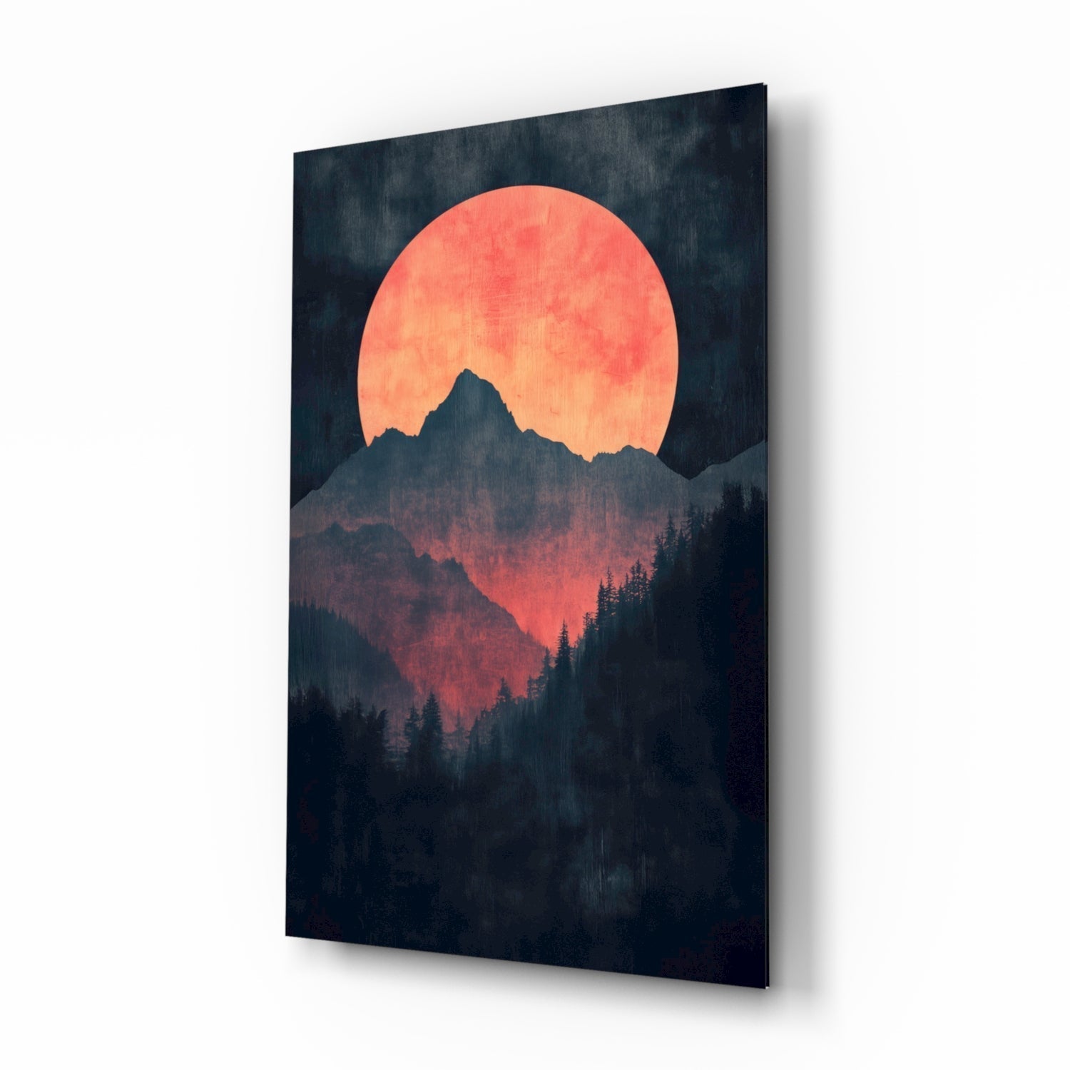 Red Moon Rising Glass Wall Art || Designer Collection Insigneart USA