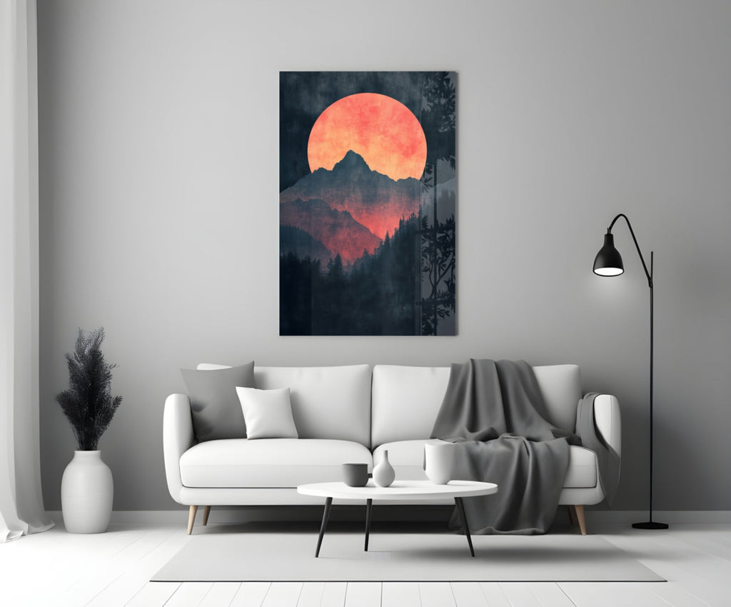 Red Moon Rising Glass Wall Art || Designer Collection Insigneart USA