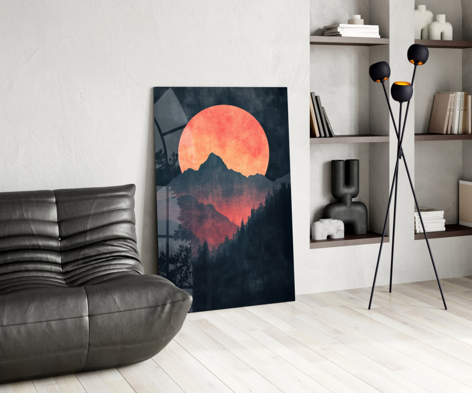Red Moon Rising Glass Wall Art || Designer Collection Insigneart USA