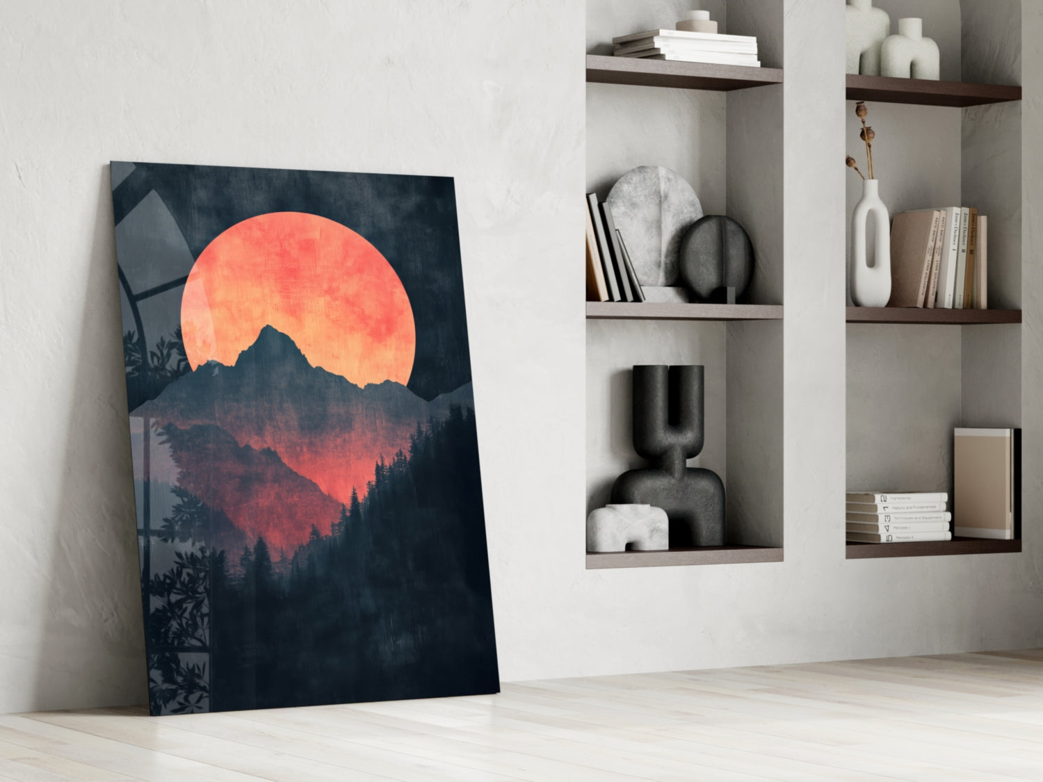 Red Moon Rising Glass Wall Art || Designer Collection Insigneart USA