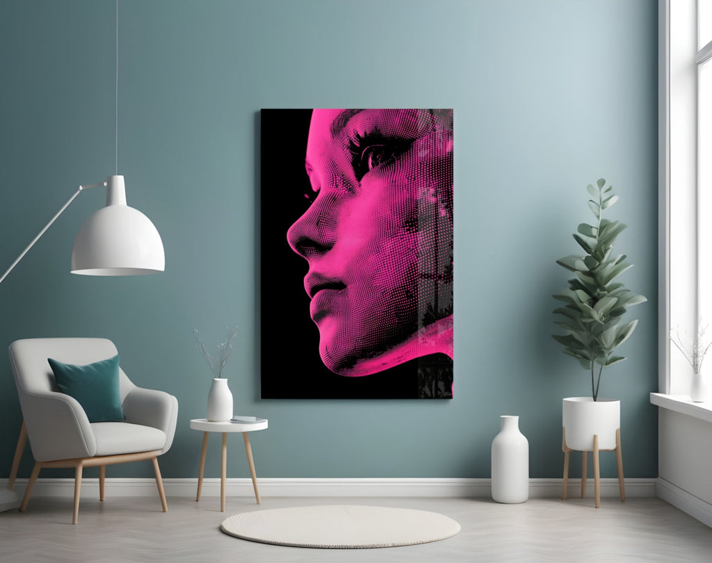 Pink with Dots Glass Wall Art || Designer Collection Insigneart USA