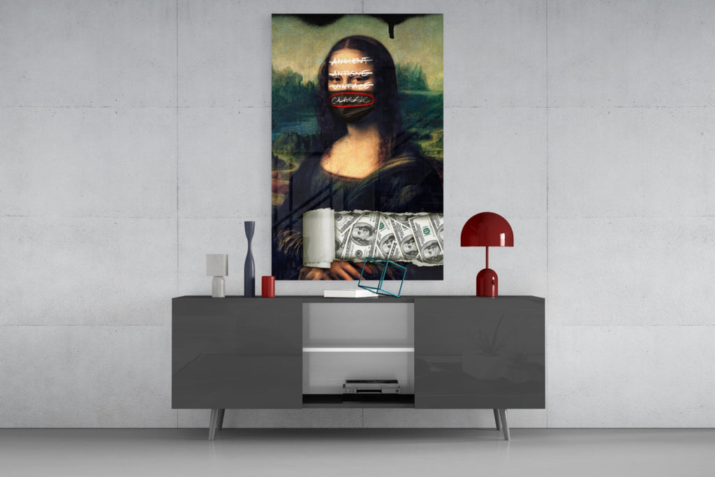 Modern Mona Lisa Glass Wall Art || Designer Collection Insigneart USA