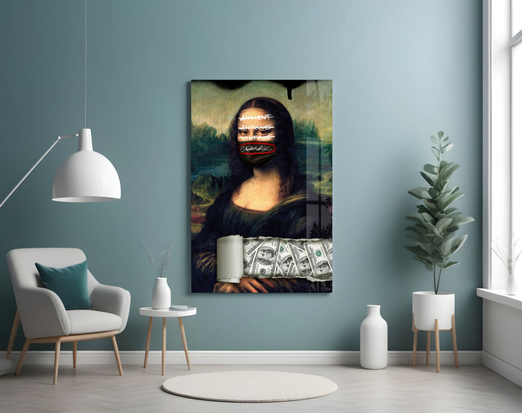 Modern Mona Lisa Glass Wall Art || Designer Collection Insigneart USA