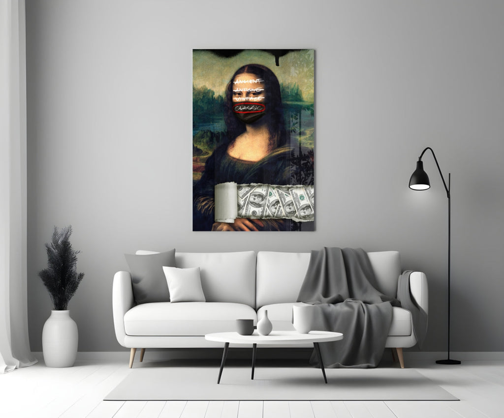 Modern Mona Lisa Glass Wall Art || Designer Collection Insigneart USA