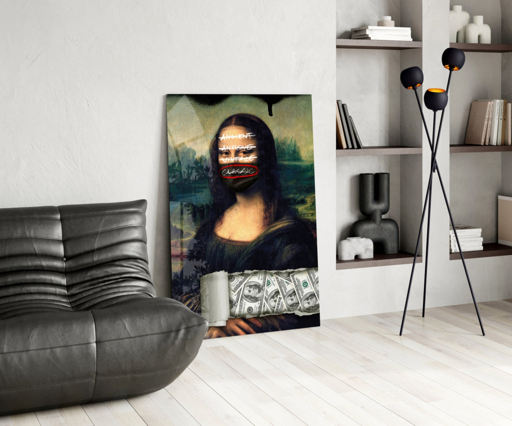 Modern Mona Lisa Glass Wall Art || Designer Collection Insigneart USA