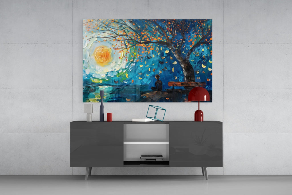 Solitude and Peace Glass Wall Art || Designer Collection Insigneart USA