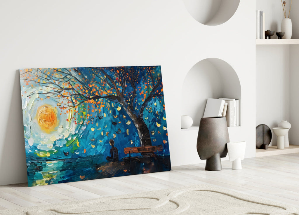 Solitude and Peace Glass Wall Art || Designer Collection Insigneart USA