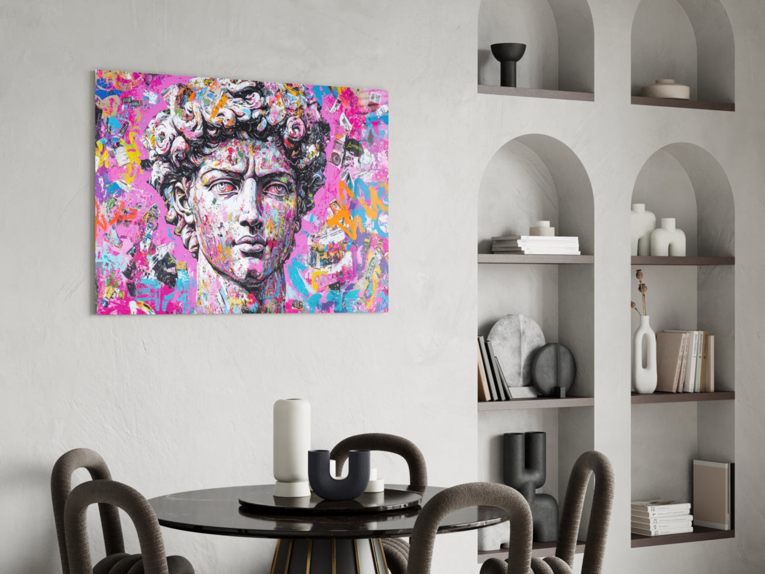 Graffiti David Glass Wall Art || Designer Collection Insigneart USA