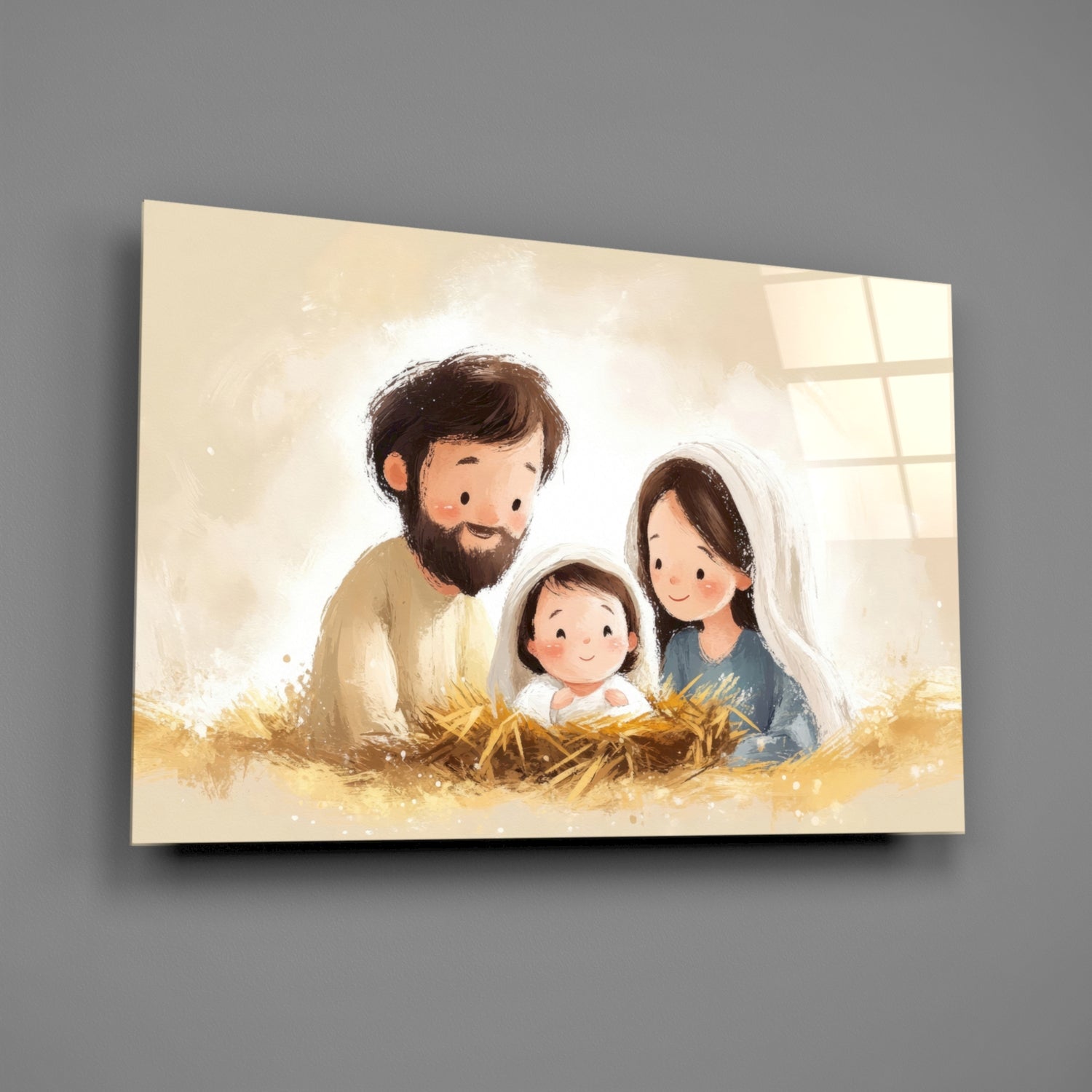 Little Holy Family Glass Wall Art || Designer Collection Insigneart USA