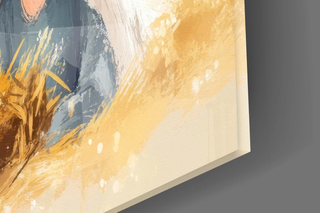 Little Holy Family Glass Wall Art || Designer Collection Insigneart USA