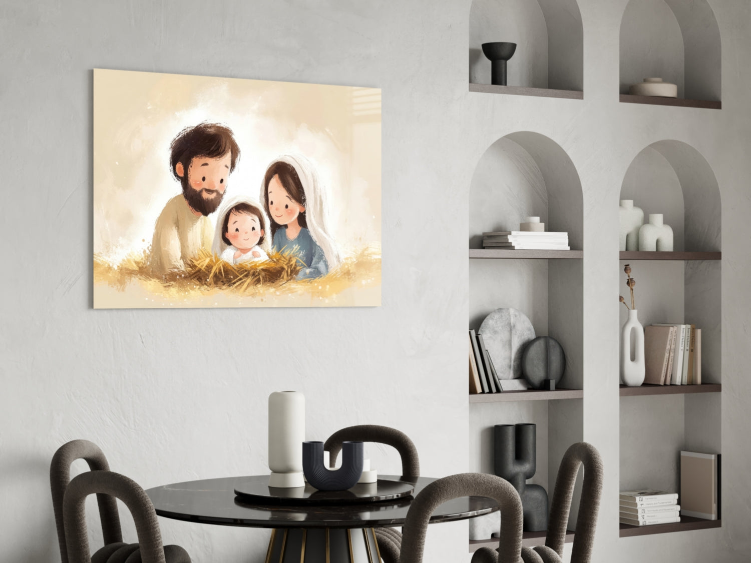 Little Holy Family Glass Wall Art || Designer Collection Insigneart USA