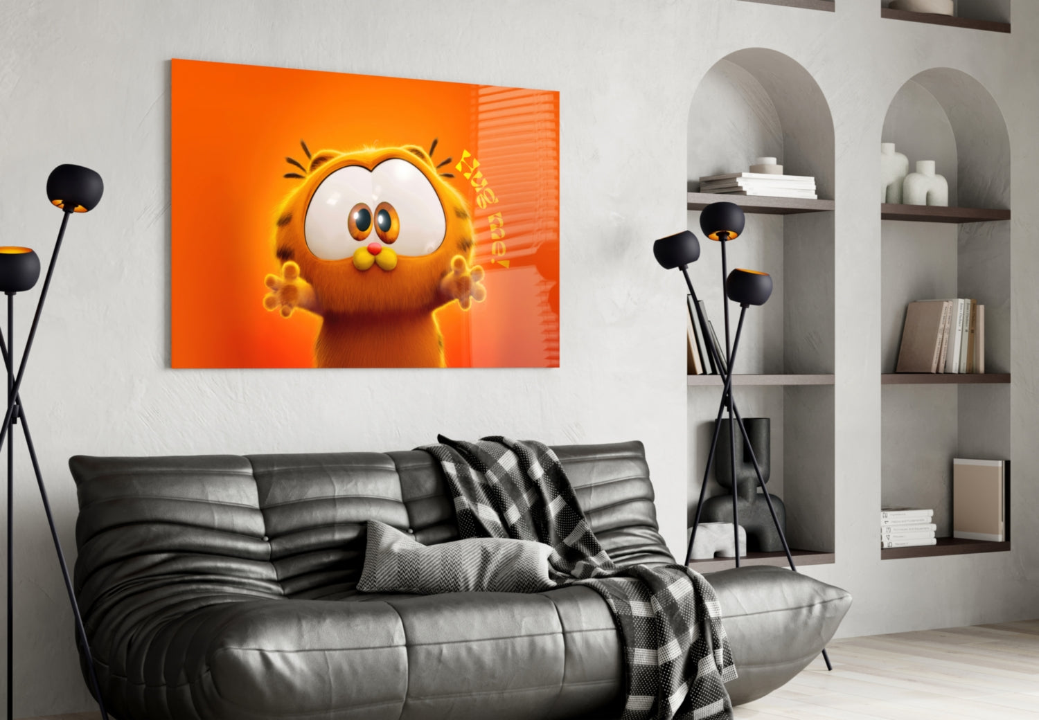 Cute Garfield Glass Wall Art || Designer Collection Insigneart USA