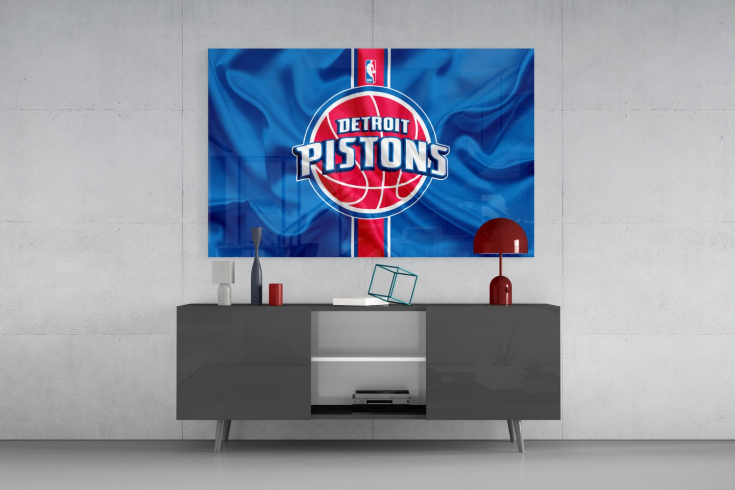 The fluctuating Detroit Pistons Glass Wall Art || Designer Collection Insigneart USA