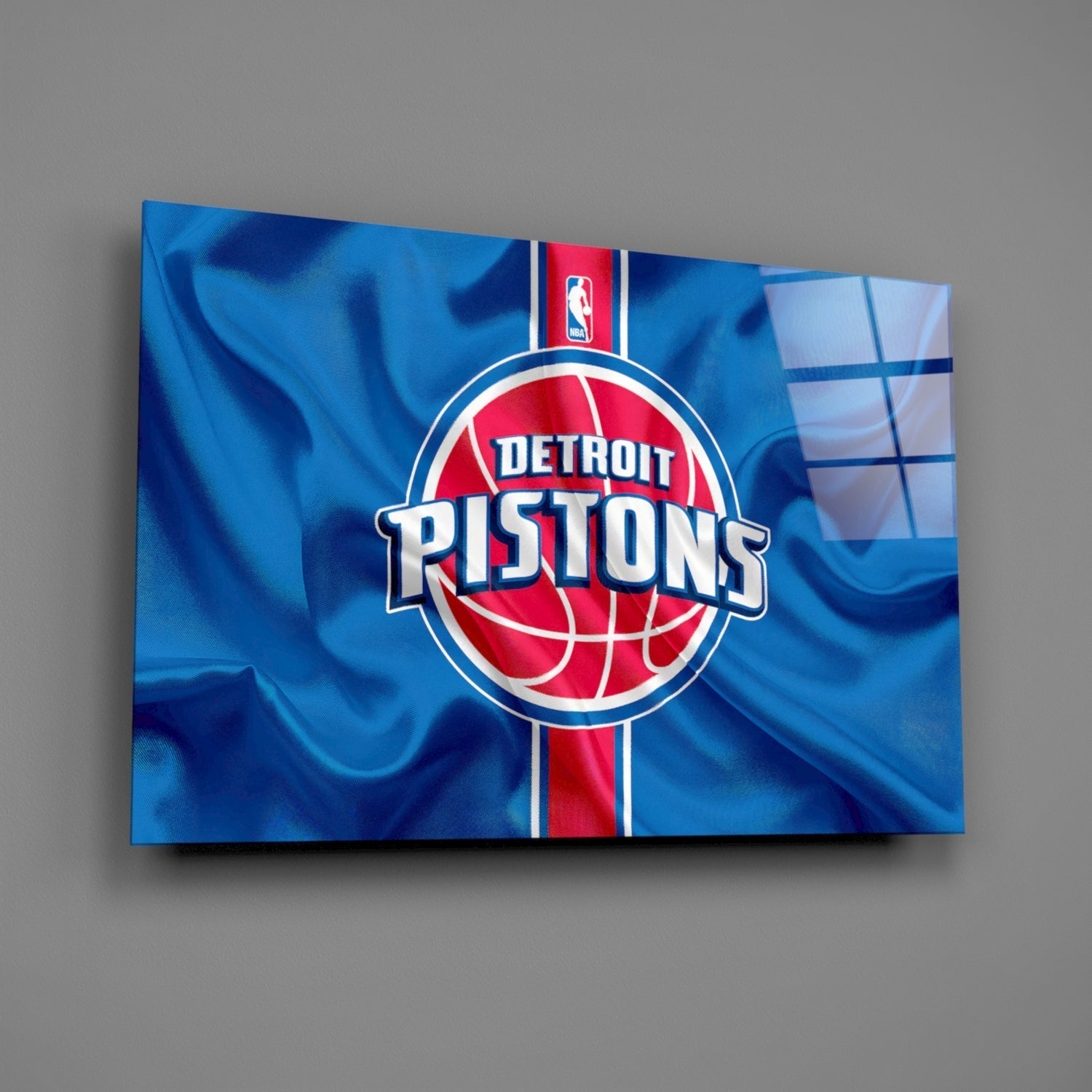 The fluctuating Detroit Pistons Glass Wall Art || Designer Collection Insigneart USA