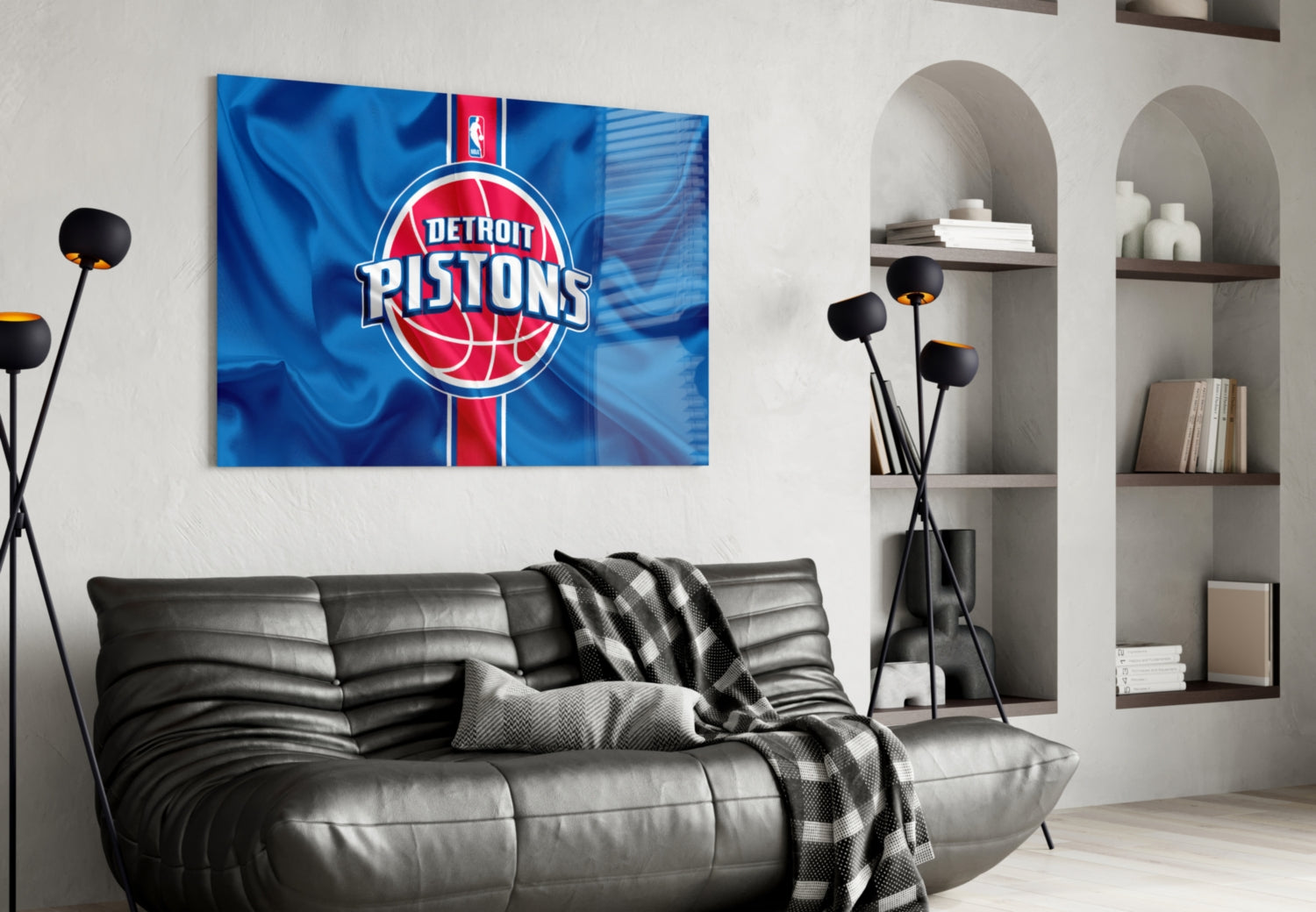 The fluctuating Detroit Pistons Glass Wall Art || Designer Collection Insigneart USA