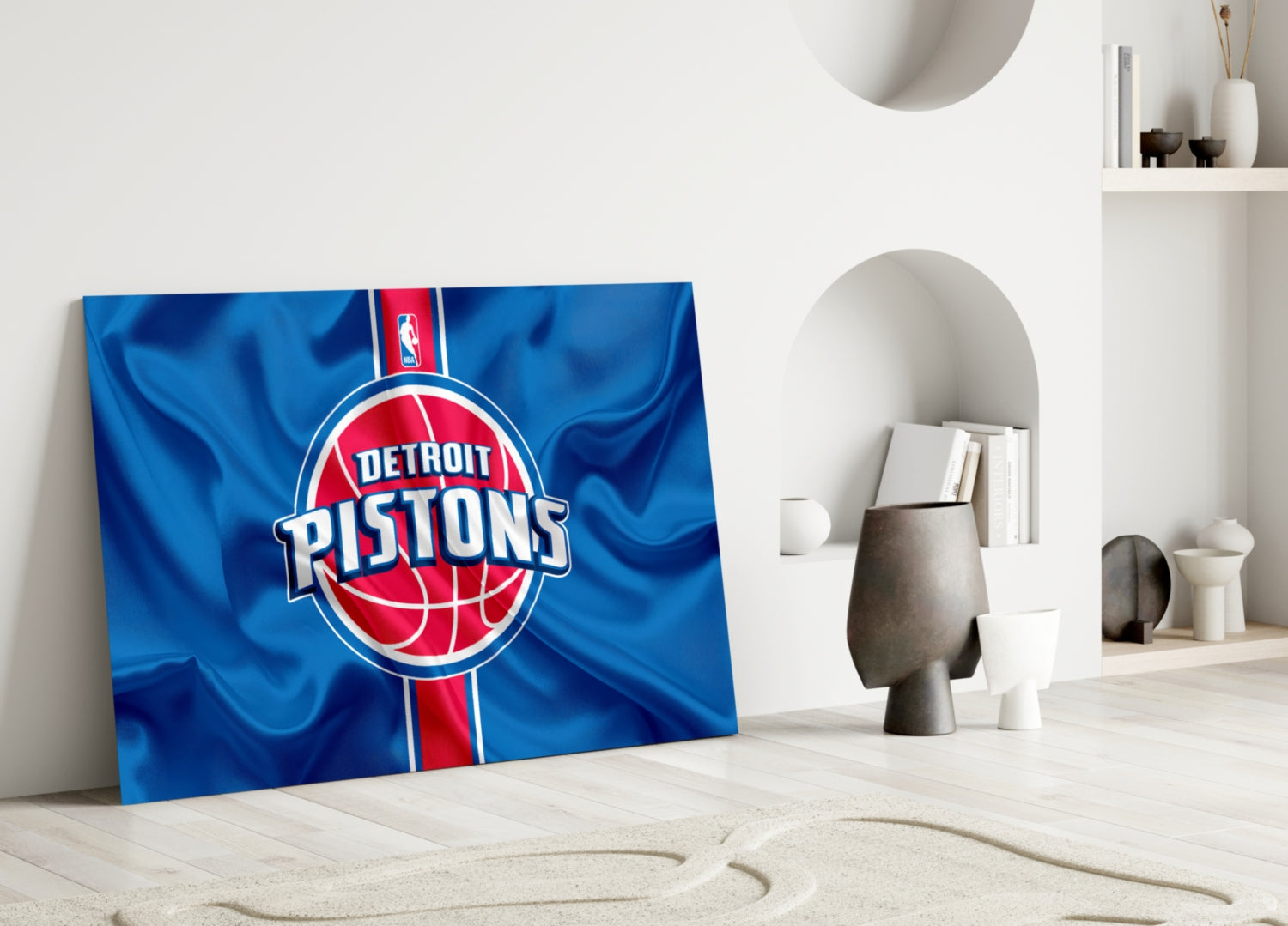 The fluctuating Detroit Pistons Glass Wall Art || Designer Collection Insigneart USA