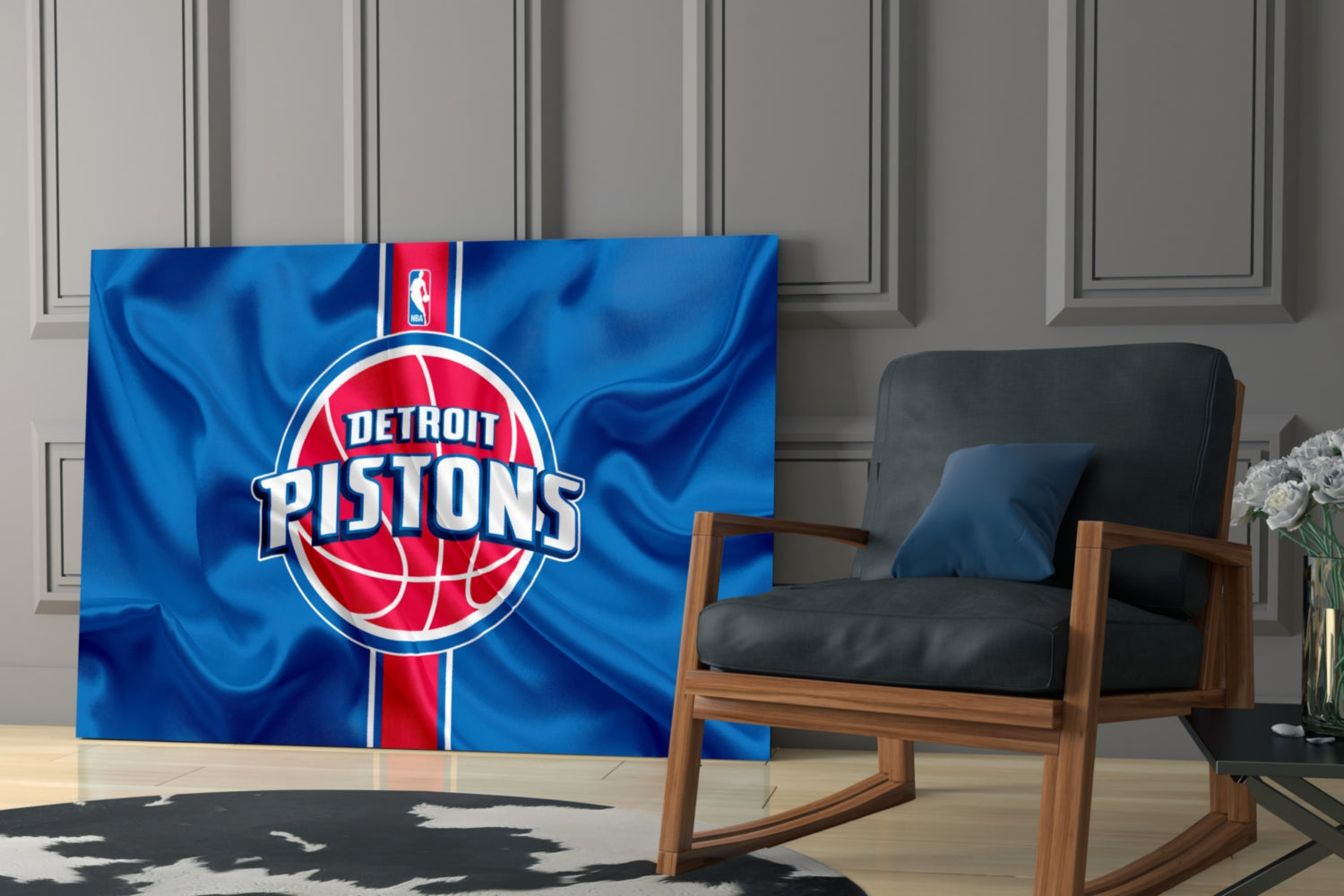 The fluctuating Detroit Pistons Glass Wall Art || Designer Collection Insigneart USA