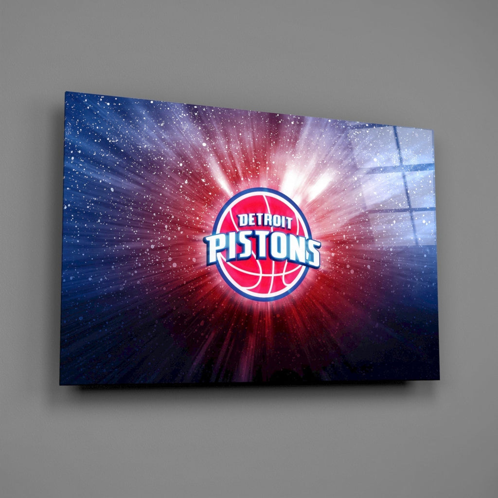 Detroit Pistons: Blue Light Glass Wall Art || Designer Collection Insigneart USA
