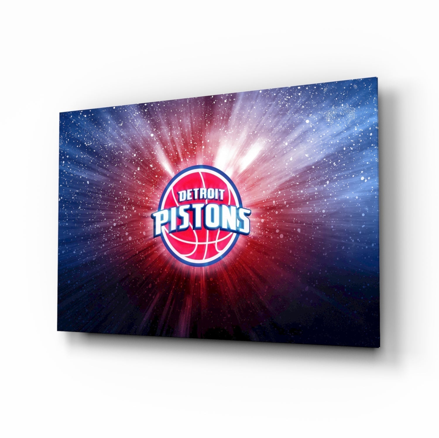Detroit Pistons: Blue Light Glass Wall Art || Designer Collection Insigneart USA